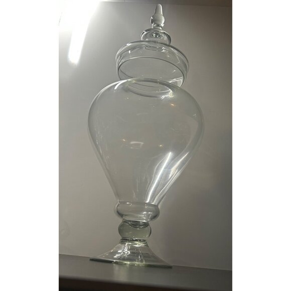 Apothecary Jar w/ Lid Antique LARGE Clear Glass 24" x 9.5" Drugstore Display EXC - Picture 8 of 16